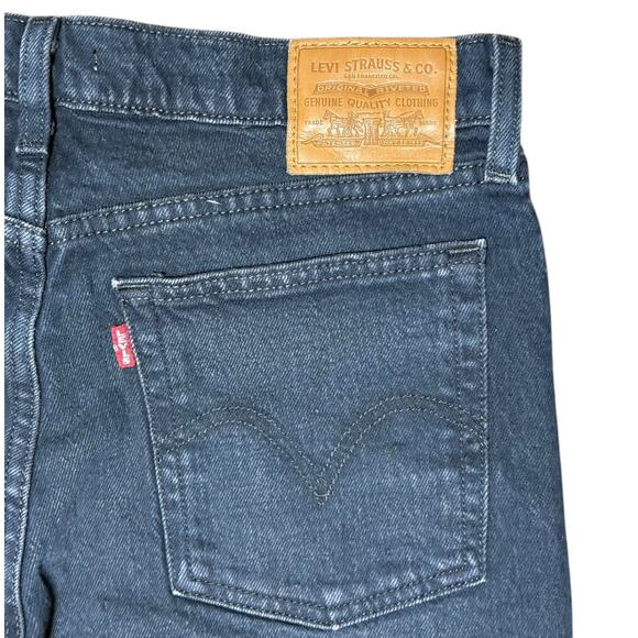 Levi Premium Wedgie Denim Jeans Women 27 Button Fly Black Classic Straight Big E - Picture 8 of 11